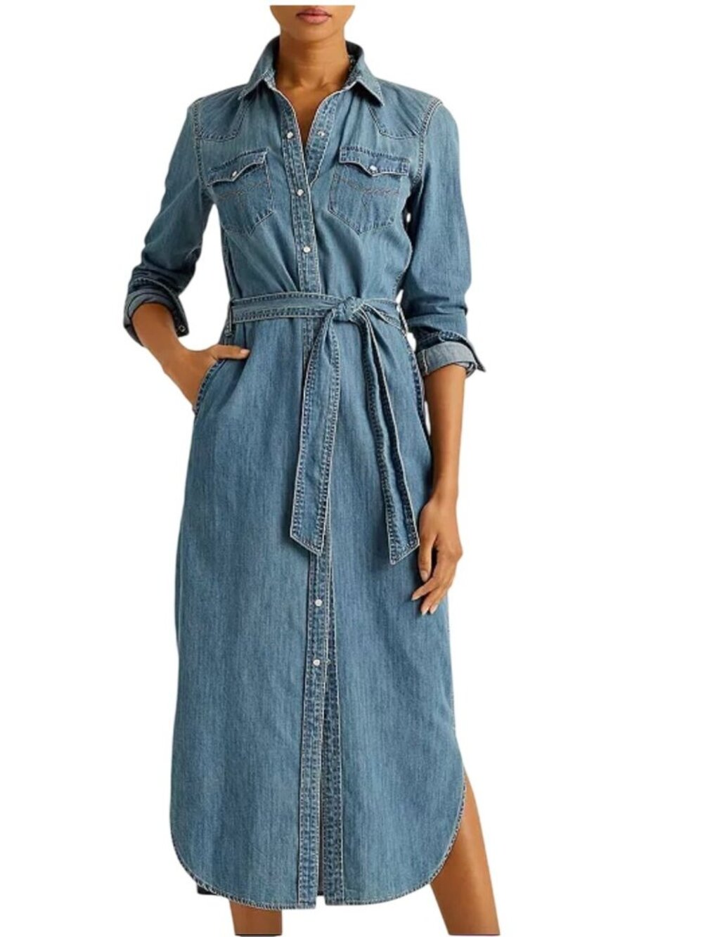 Lauren Ralph Lauren Western Denim Shirt Dress NWOT - Size 4 - Picture 1 of 8